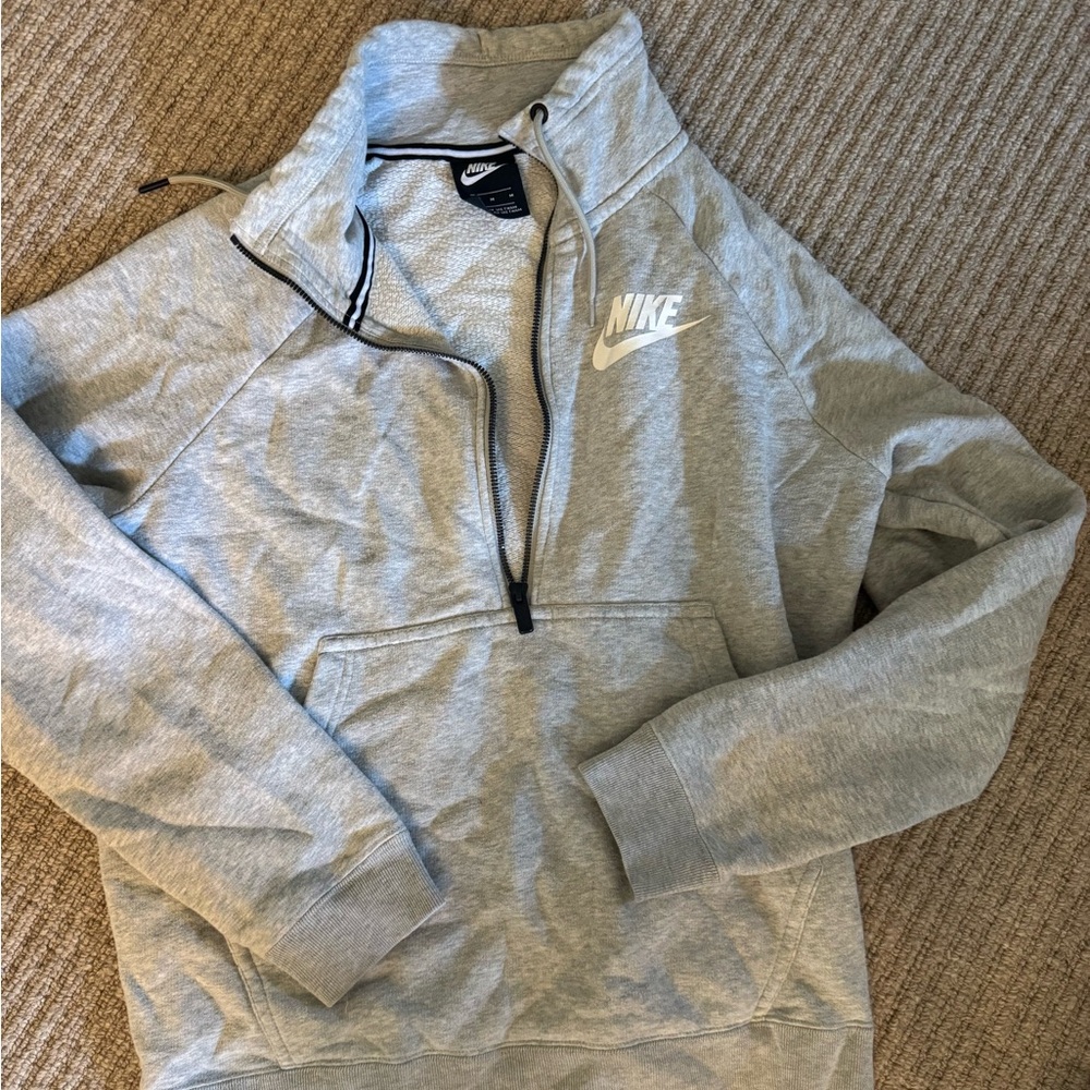 Nike Light Gray Hoodie with Drawstring